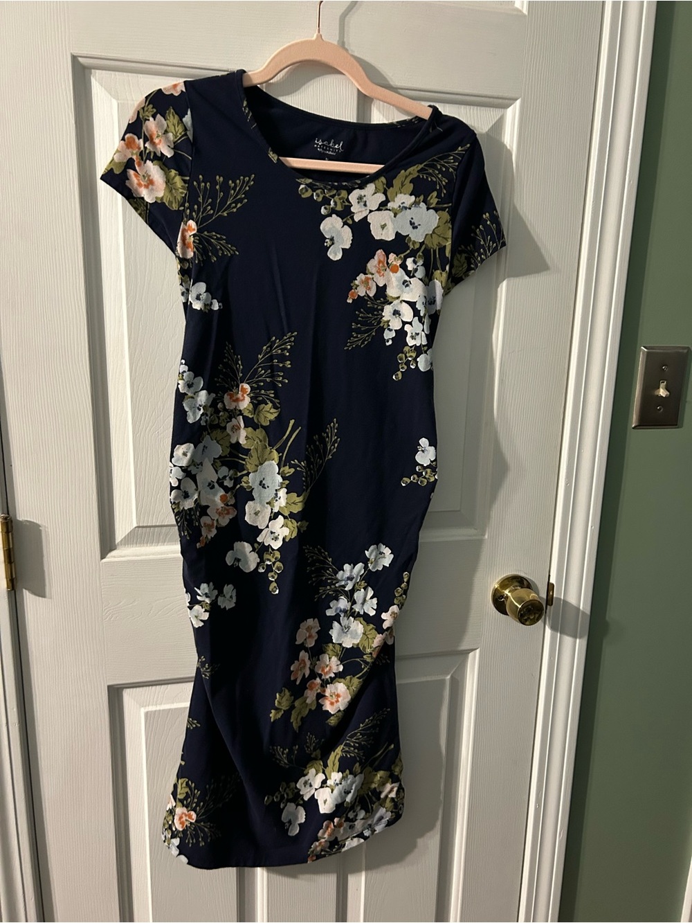 Isabel Maternity by Ingrid & Isabel Navy Floral Short-Sleeve Midi Dress